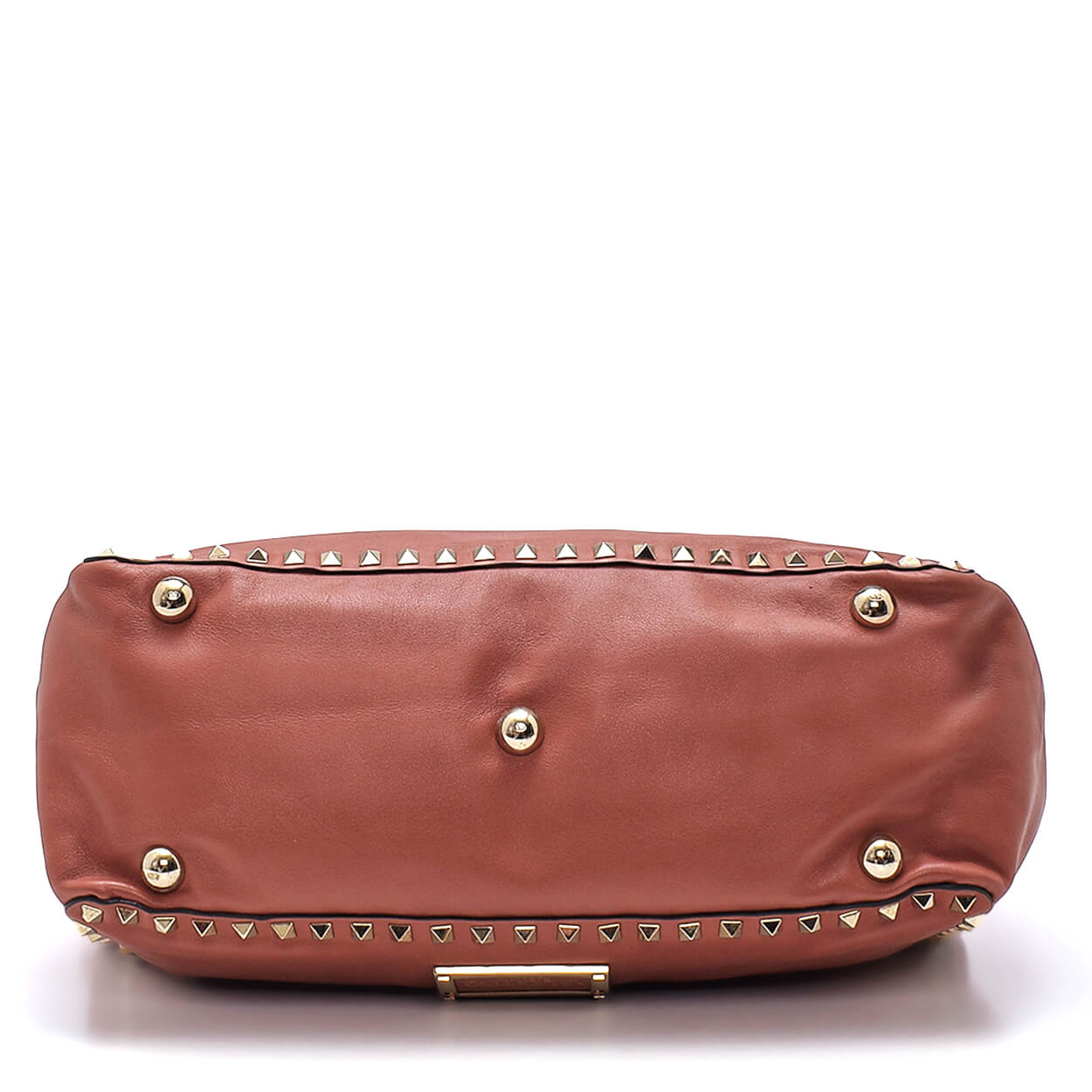 Valentino - Brown Leather Rockstud Trapeze Tote Bag